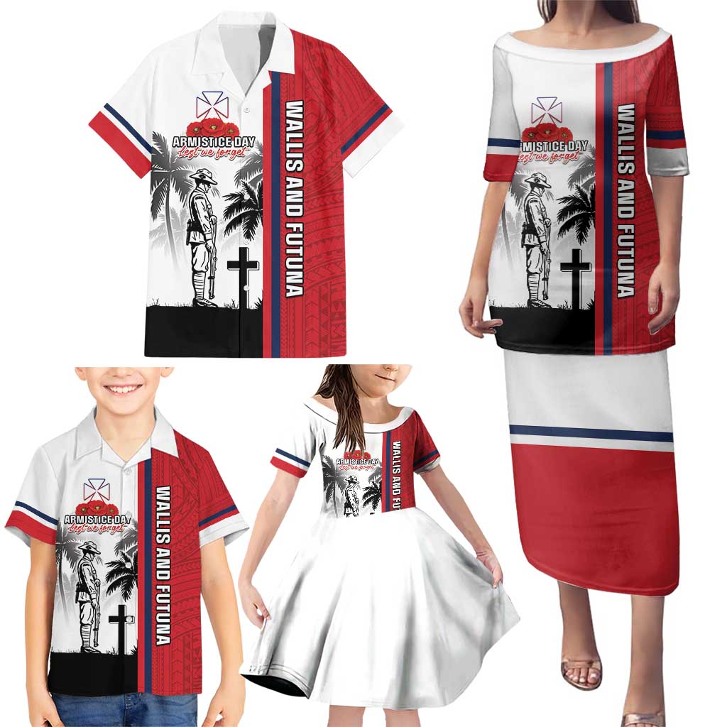 Wallis and Futuna Armistice Day Family Matching Puletasi and Hawaiian Shirt Lest We Forget Flag Style LT05 - Polynesian Pride