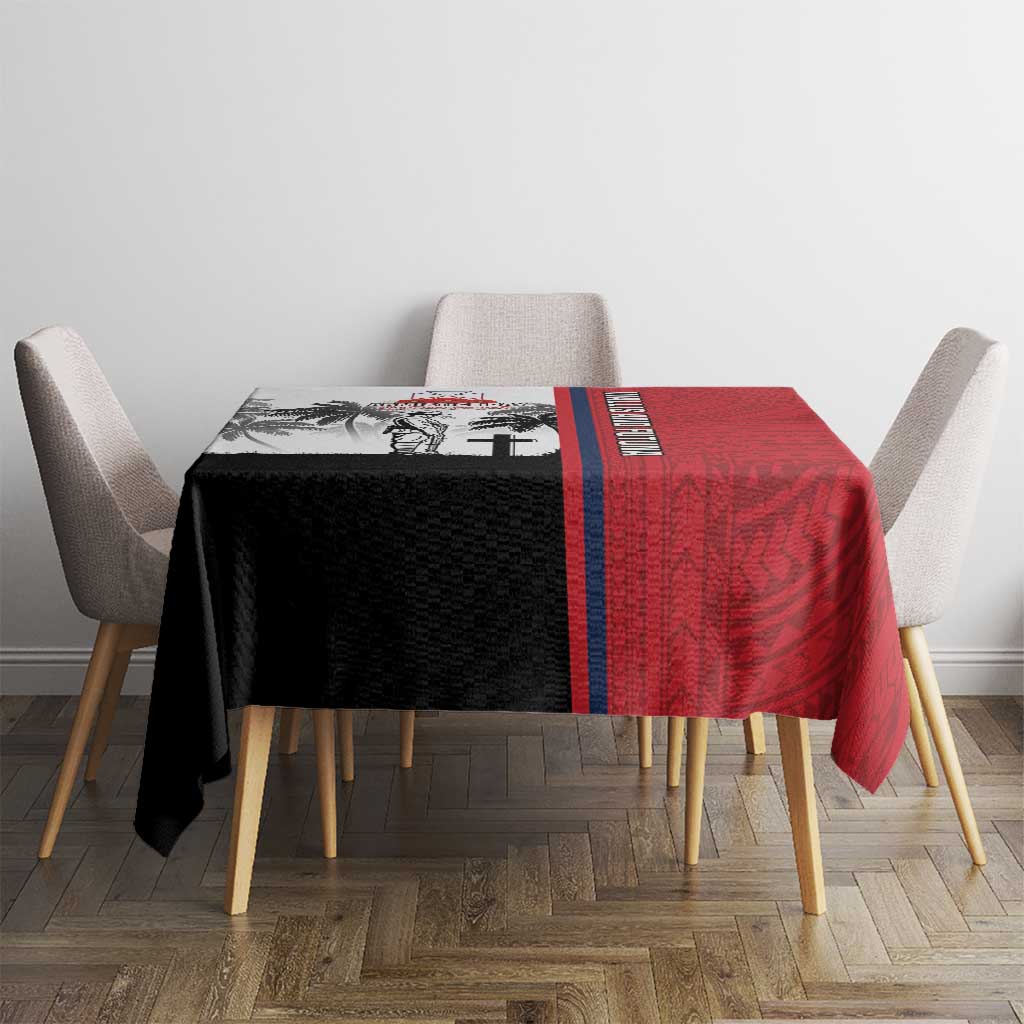 Wallis and Futuna Armistice Day Tablecloth Lest We Forget Flag Style