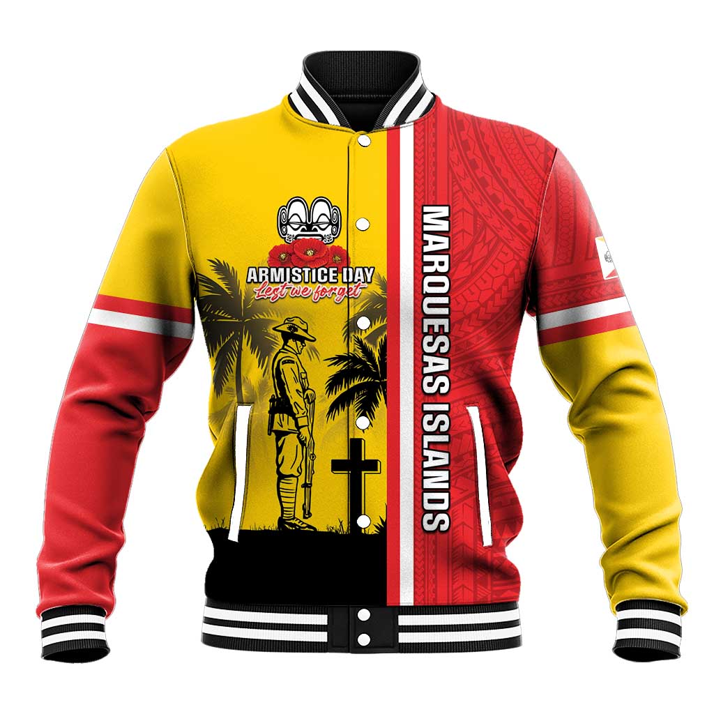 Marquesas Islands Armistice Day Baseball Jacket Lest We Forget Flag Style