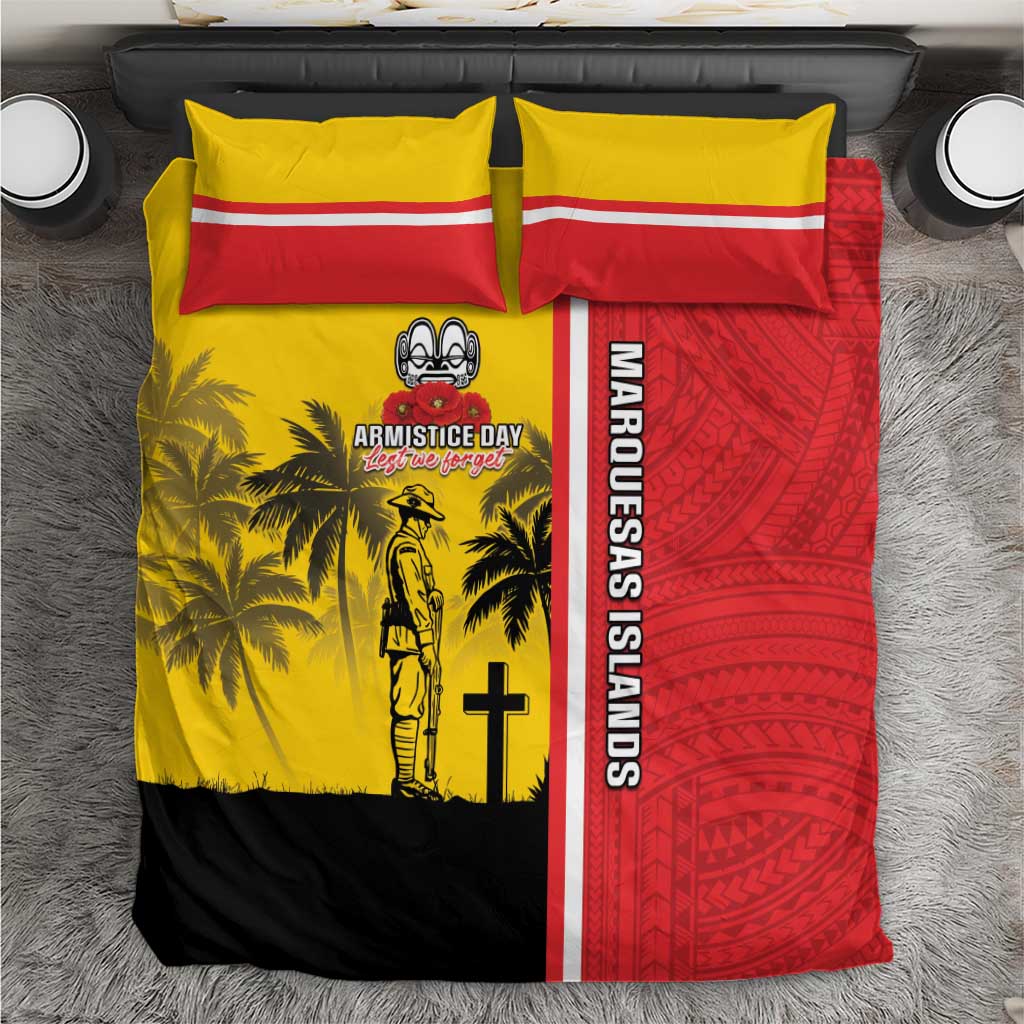 Marquesas Islands Armistice Day Bedding Set Lest We Forget Flag Style