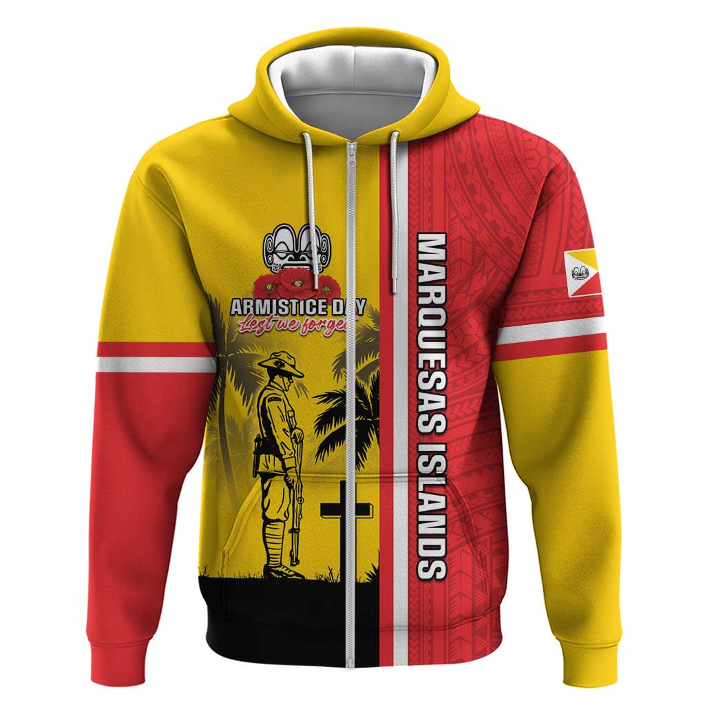 Marquesas Islands Armistice Day Hoodie Lest We Forget Flag Style