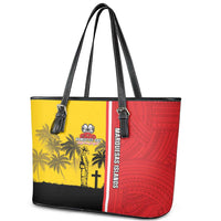 Marquesas Islands Armistice Day Leather Tote Bag Lest We Forget Flag Style