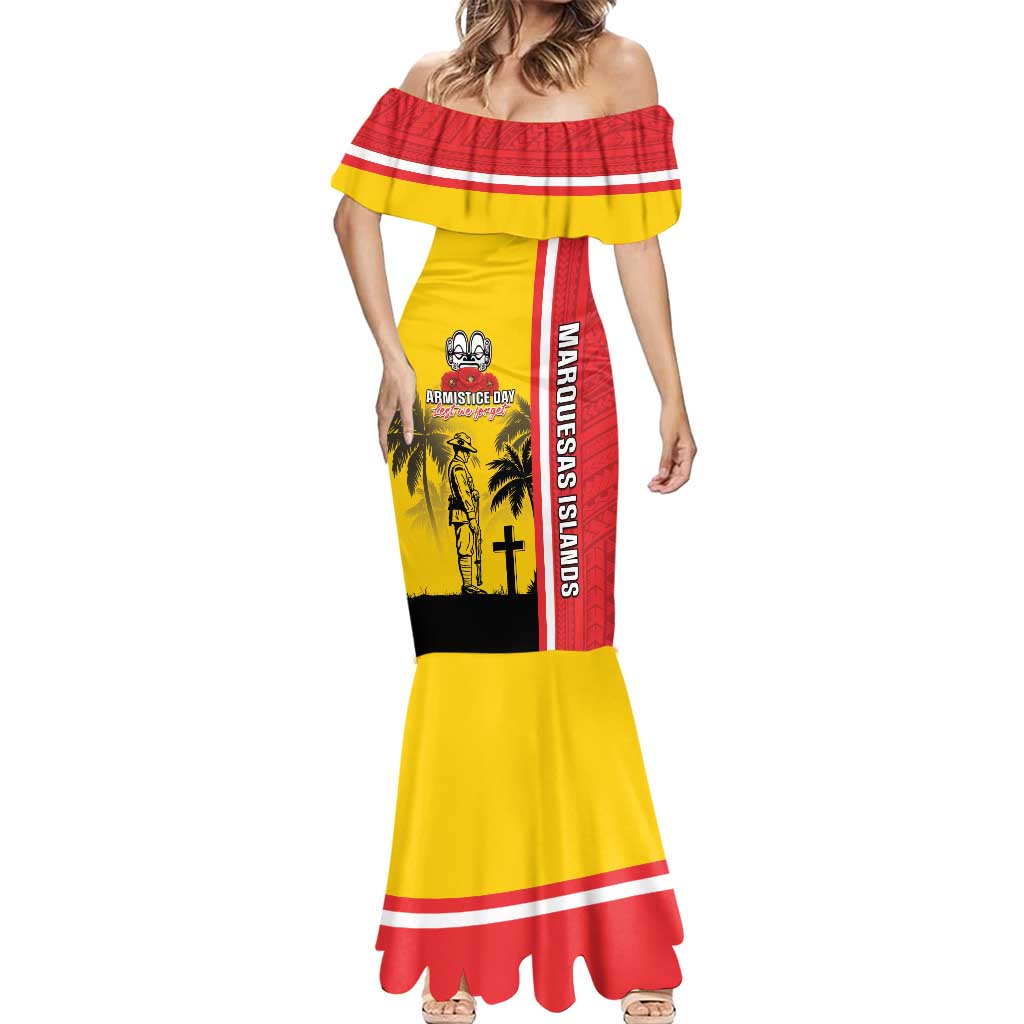 Marquesas Islands Armistice Day Mermaid Dress Lest We Forget Flag Style