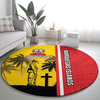Marquesas Islands Armistice Day Round Carpet Lest We Forget Flag Style