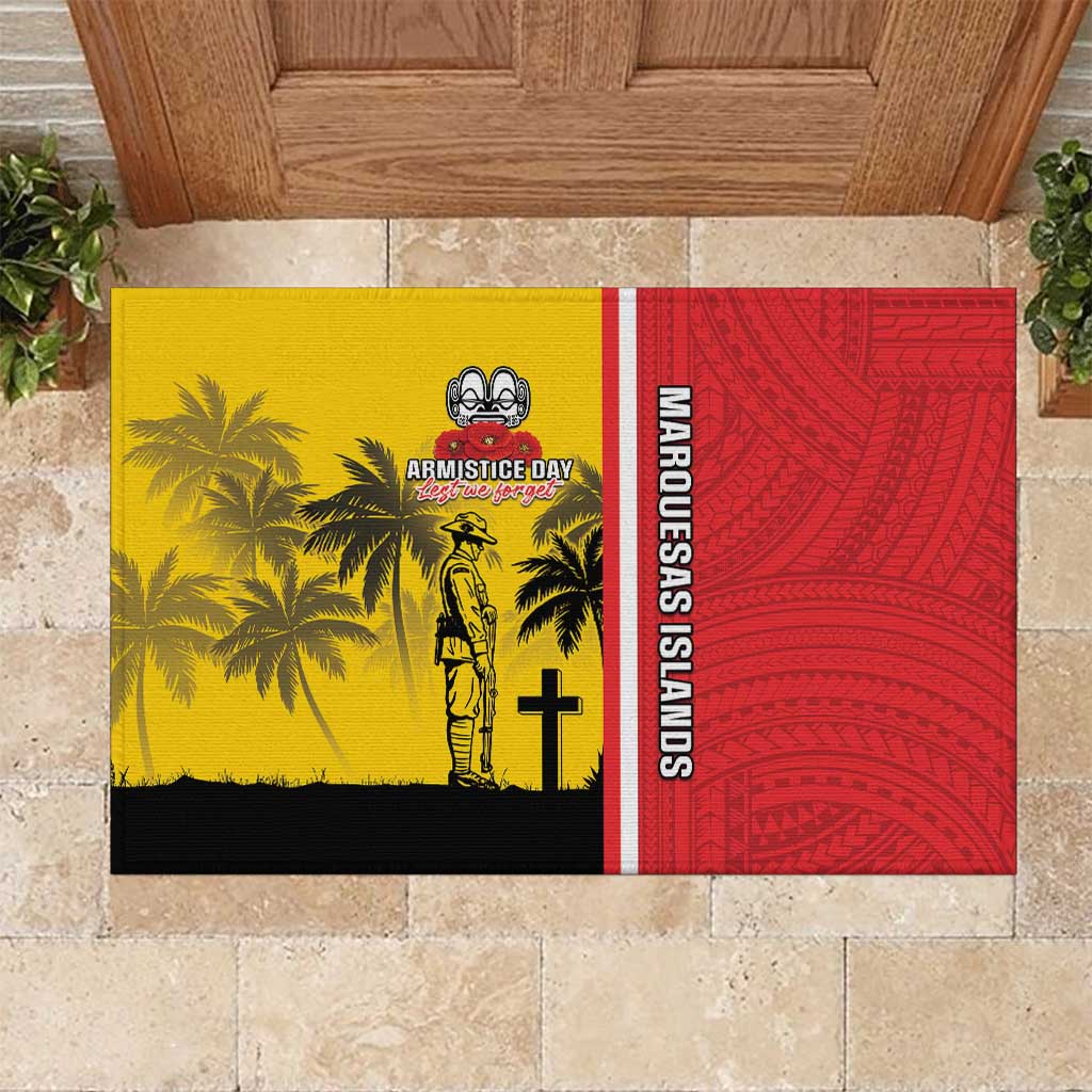 Marquesas Islands Armistice Day Rubber Doormat Lest We Forget Flag Style