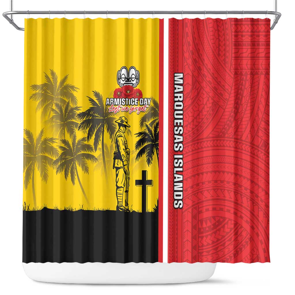 Marquesas Islands Armistice Day Shower Curtain Lest We Forget Flag Style