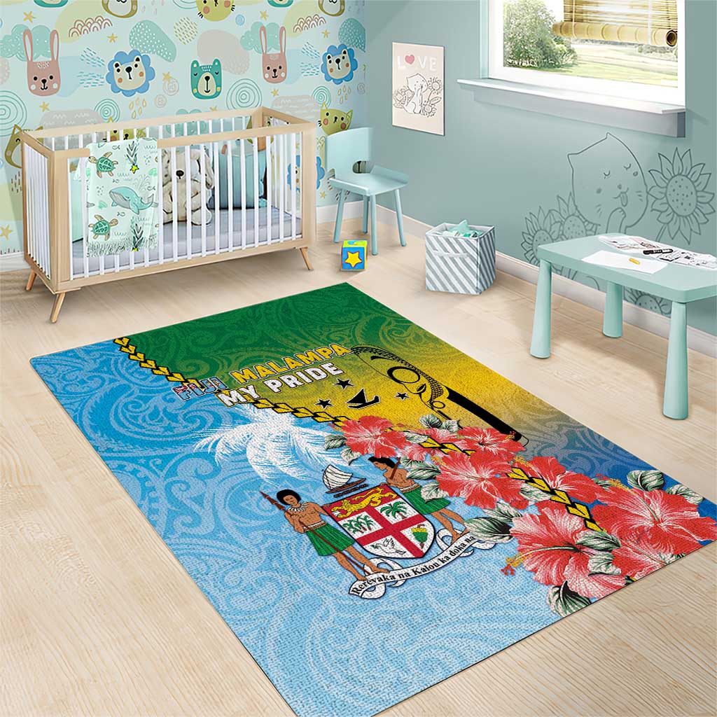 Malampa Fiji Day Area Rug Tribal Pattern With Tropical Flowers - Polynesian Pride