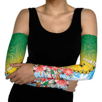 Personalised Malampa Fiji Day Arm Sleeves Tribal Pattern With Tropical Flowers - Polynesian Pride