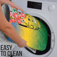 Malampa Fiji Day Bathroom Set Tribal Pattern With Tropical Flowers - Polynesian Pride