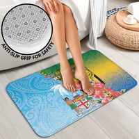 Malampa Fiji Day Bathroom Set Tribal Pattern With Tropical Flowers - Polynesian Pride