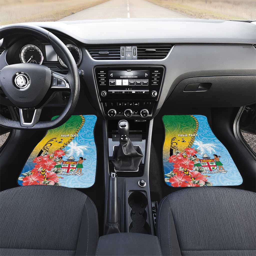 Personalised Malampa Fiji Day Car Mats Tribal Pattern With Tropical Flowers - Polynesian Pride