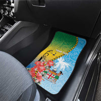 Personalised Malampa Fiji Day Car Mats Tribal Pattern With Tropical Flowers - Polynesian Pride