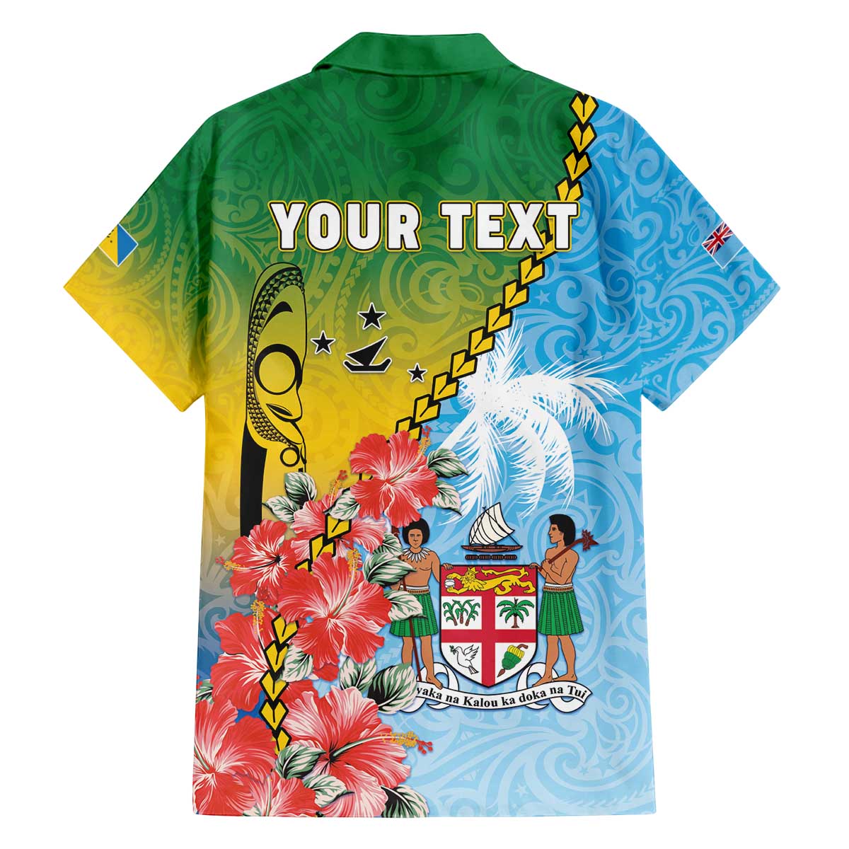 Personalised Malampa Fiji Day Family Matching Off The Shoulder Long Sleeve Dress and Hawaiian Shirt Tribal Pattern With Tropical Flowers - Polynesian Pride