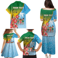 Personalised Malampa Fiji Day Family Matching Puletasi and Hawaiian Shirt Tribal Pattern With Tropical Flowers LT05 - Polynesian Pride