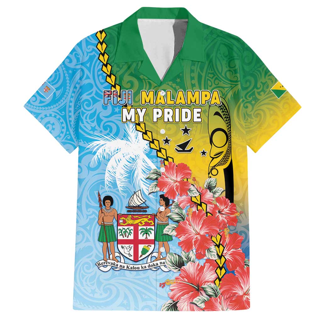 Personalised Malampa Fiji Day Family Matching Puletasi and Hawaiian Shirt Tribal Pattern With Tropical Flowers LT05 Dad's Shirt - Short Sleeve Colorful - Polynesian Pride