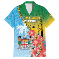 Personalised Malampa Fiji Day Family Matching Puletasi and Hawaiian Shirt Tribal Pattern With Tropical Flowers LT05 Dad's Shirt - Short Sleeve Colorful - Polynesian Pride