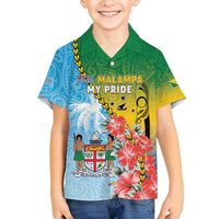 Personalised Malampa Fiji Day Family Matching Puletasi and Hawaiian Shirt Tribal Pattern With Tropical Flowers LT05 Son's Shirt Colorful - Polynesian Pride