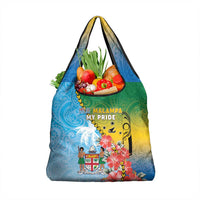 Malampa Fiji Day Grocery Bag Tribal Pattern With Tropical Flowers - Polynesian Pride