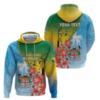 Personalised Malampa Fiji Day Hoodie Tribal Pattern With Tropical Flowers - Polynesian Pride