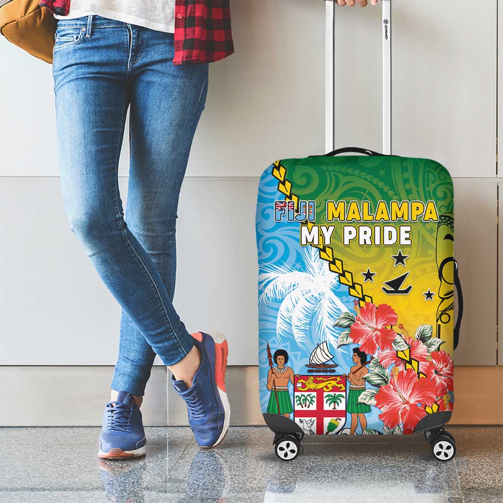 Malampa Fiji Day Luggage Cover Tribal Pattern With Tropical Flowers - Polynesian Pride