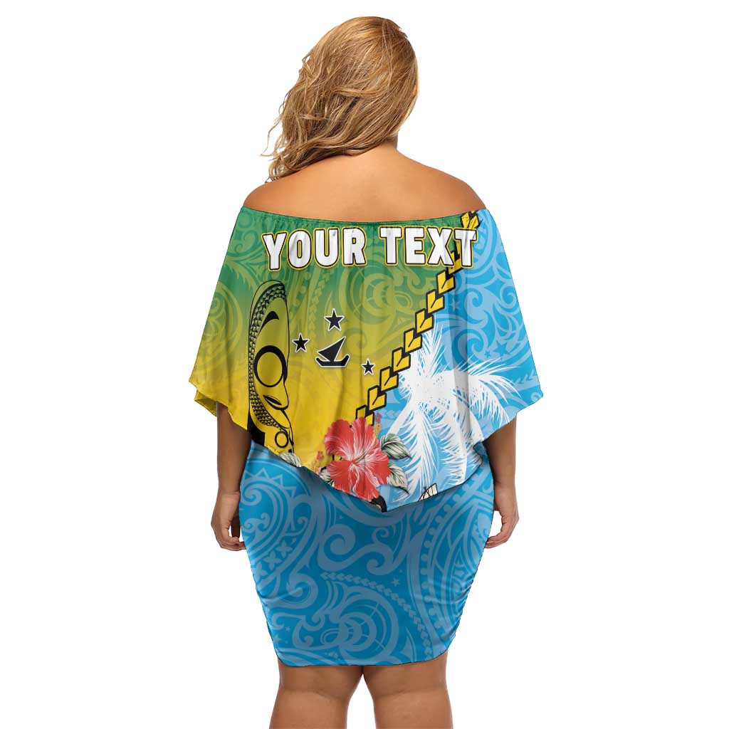 Personalised Malampa Fiji Day Off Shoulder Short Dress Tribal Pattern With Tropical Flowers - Polynesian Pride