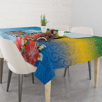 Malampa Fiji Day Tablecloth Tribal Pattern With Tropical Flowers - Polynesian Pride