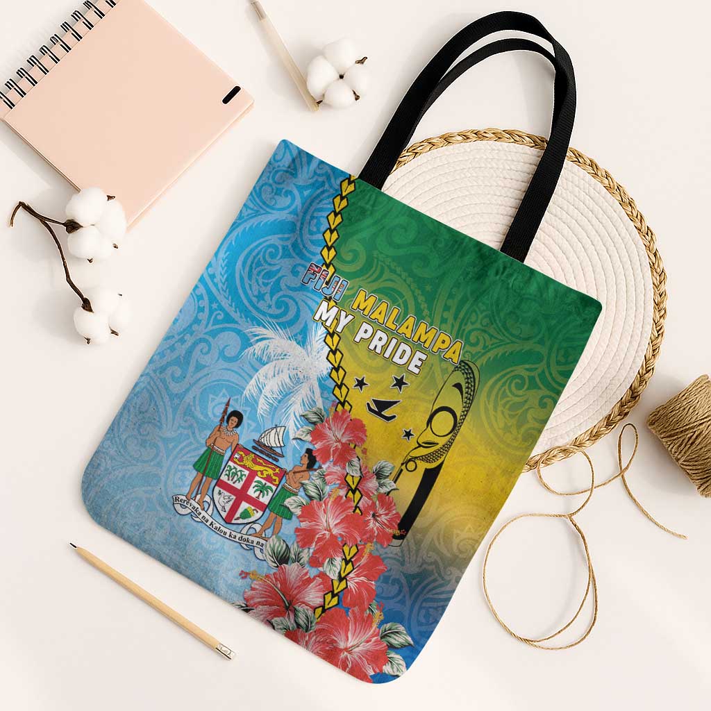 Malampa Fiji Day Tote Bag Tribal Pattern With Tropical Flowers - Polynesian Pride