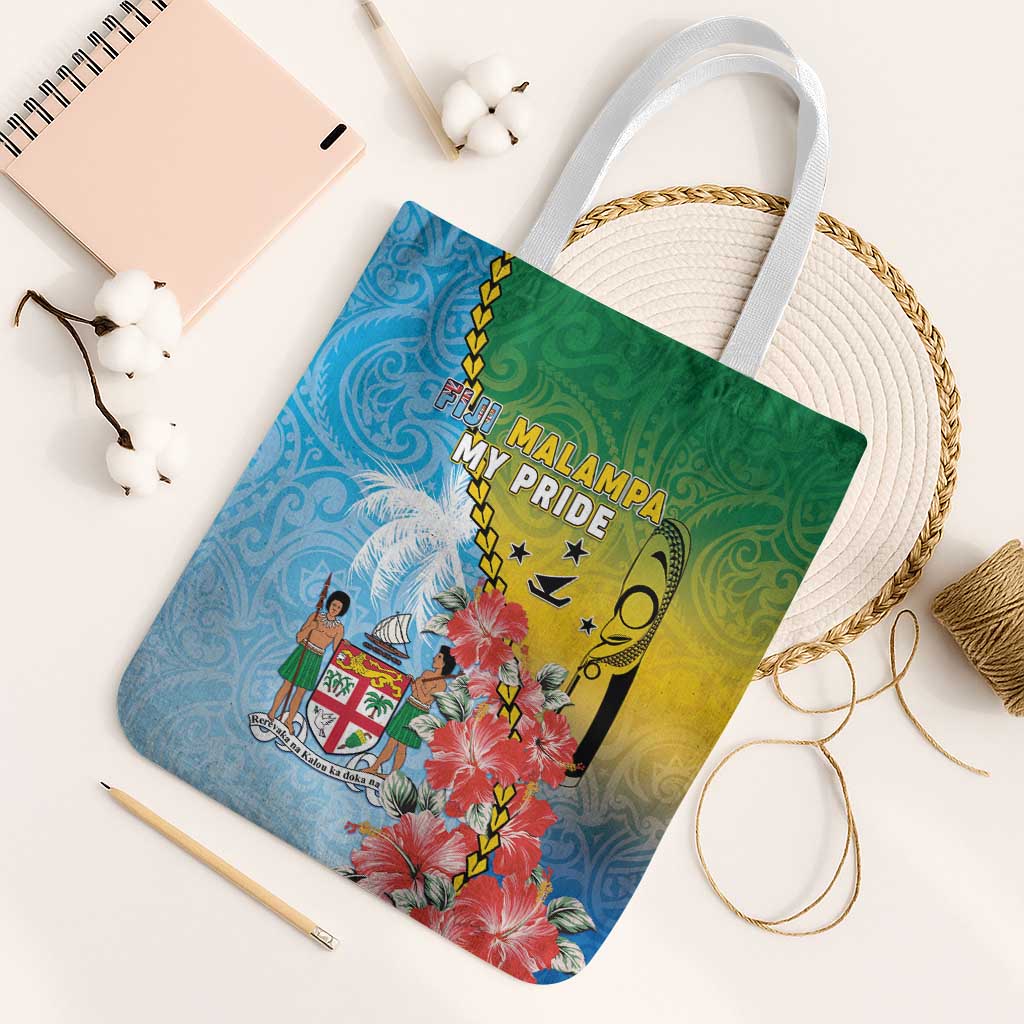 Malampa Fiji Day Tote Bag Tribal Pattern With Tropical Flowers - Polynesian Pride
