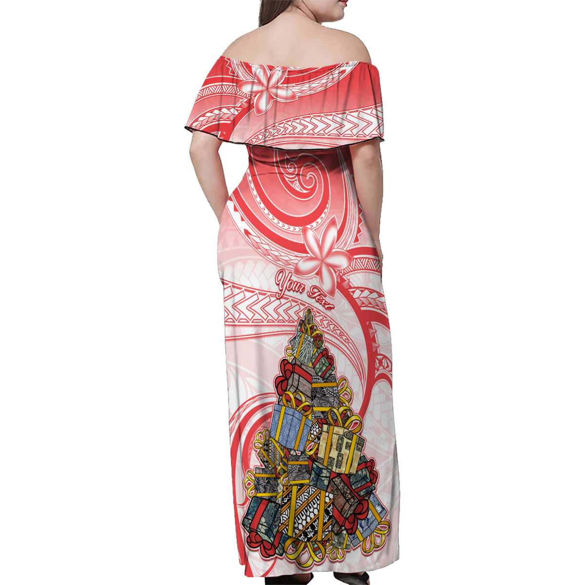 Personalized Happy Boxing Day Family Matching Off Shoulder Maxi Dress and Hawaiian Shirt Polynesian Gift Boxes Christmas Tree LT05 - Polynesian Pride