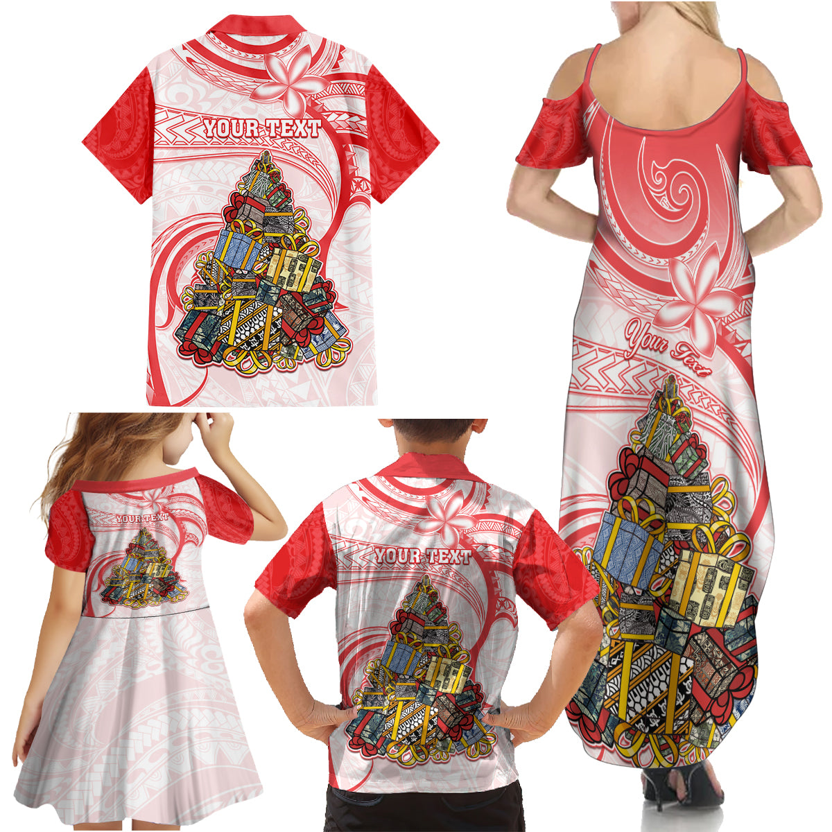 Personalized Happy Boxing Day Family Matching Summer Maxi Dress and Hawaiian Shirt Polynesian Gift Boxes Christmas Tree LT05 - Polynesian Pride