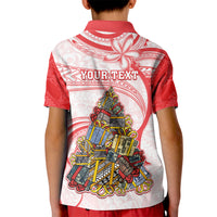Personalized Happy Boxing Day Kid Polo Shirt Polynesian Gift Boxes Christmas Tree LT05 - Polynesian Pride