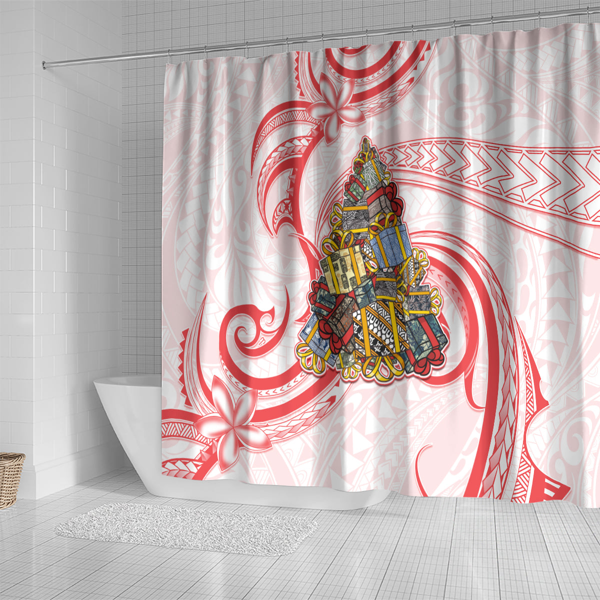 Happy Boxing Day Shower Curtain Polynesian Gift Boxes Christmas Tree LT05 - Polynesian Pride