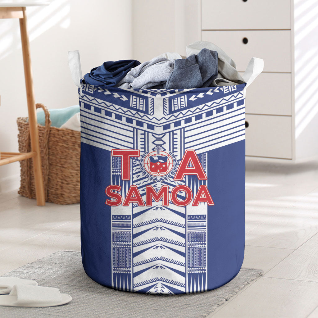Rugby Toa Samoa Laundry Basket Samoan Tatau Blue Version LT05 Blue - Polynesian Pride