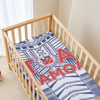 Rugby Toa Samoa Baby Bed Cover Samoan Tatau Blue Version LT05 - Polynesian Pride