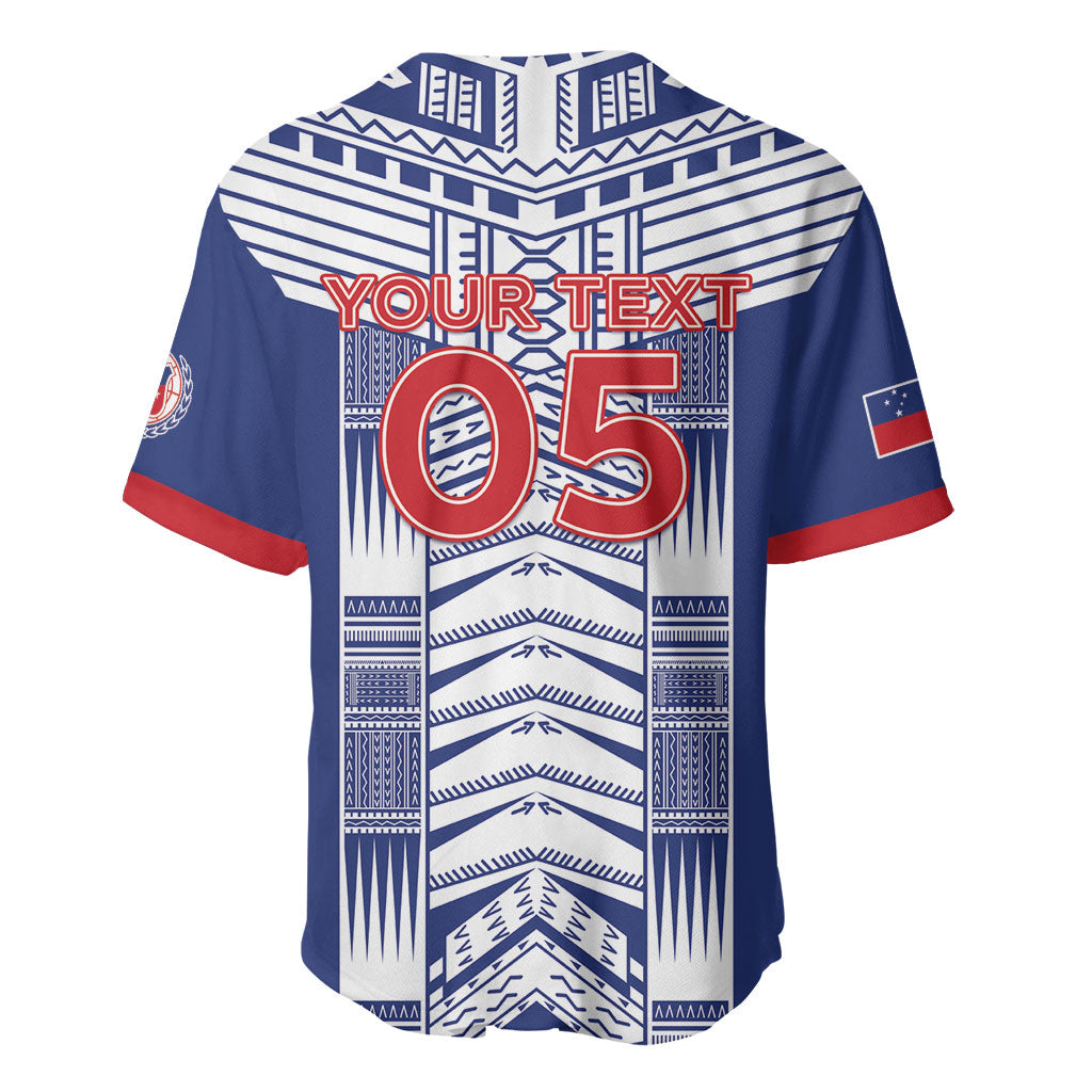 Custom Rugby Toa Samoa Baseball Jersey Samoan Tatau Blue Version LT05 - Polynesian Pride