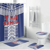 Rugby Toa Samoa Bathroom Set Samoan Tatau Blue Version LT05 Bathroom Set (4 pcs) Blue - Polynesian Pride