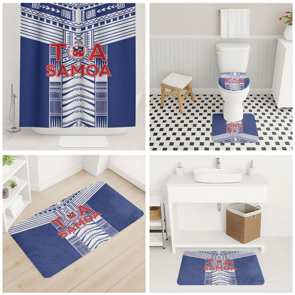Rugby Toa Samoa Bathroom Set Samoan Tatau Blue Version LT05 - Polynesian Pride