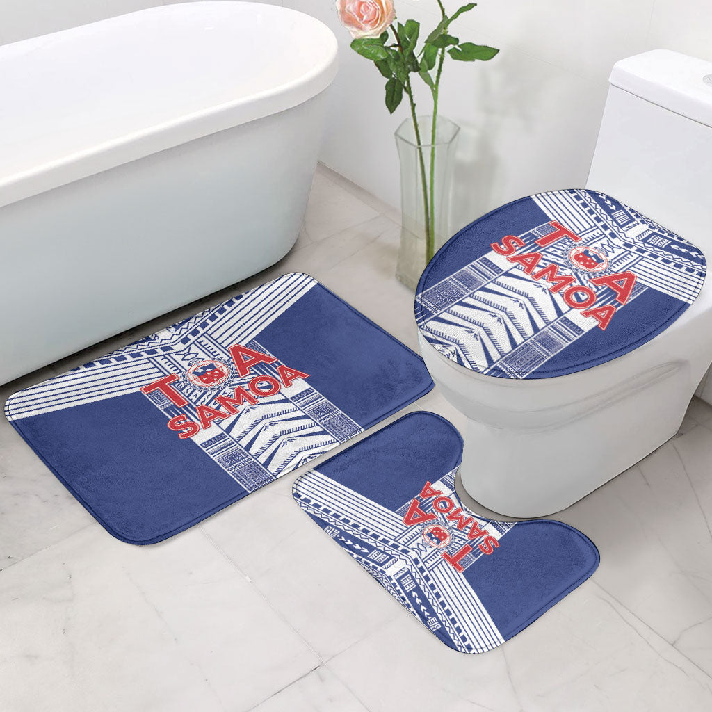 Rugby Toa Samoa Bathroom Set Samoan Tatau Blue Version LT05 - Polynesian Pride