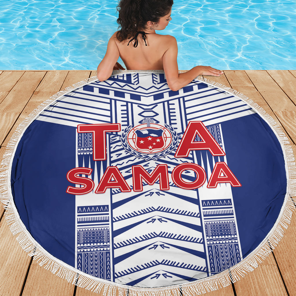 Rugby Toa Samoa Beach Blanket Samoan Tatau Blue Version LT05 - Polynesian Pride