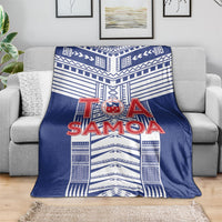 Rugby Toa Samoa Blanket Samoan Tatau Blue Version LT05 - Polynesian Pride