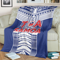 Rugby Toa Samoa Blanket Samoan Tatau Blue Version LT05 - Polynesian Pride