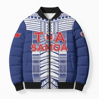 Custom Rugby Toa Samoa Bomber Puffer Jacket Samoan Tatau Blue Version LT05 Unisex Blue - Polynesian Pride
