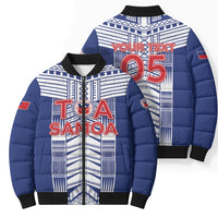 Custom Rugby Toa Samoa Bomber Puffer Jacket Samoan Tatau Blue Version LT05 - Polynesian Pride