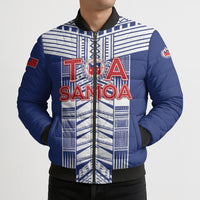 Custom Rugby Toa Samoa Bomber Puffer Jacket Samoan Tatau Blue Version LT05 - Polynesian Pride