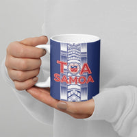 Custom Rugby Toa Samoa Ceramic Mug Samoan Tatau Blue Version LT05 - Polynesian Pride
