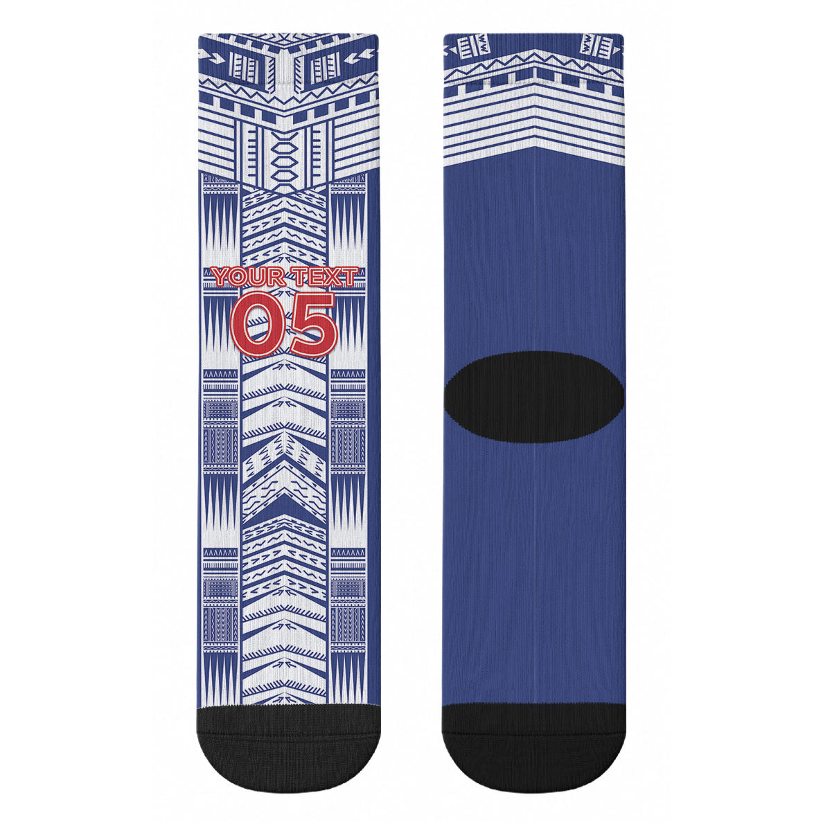 Custom Rugby Toa Samoa Crew Socks Samoan Tatau Blue Version LT05 - Polynesian Pride