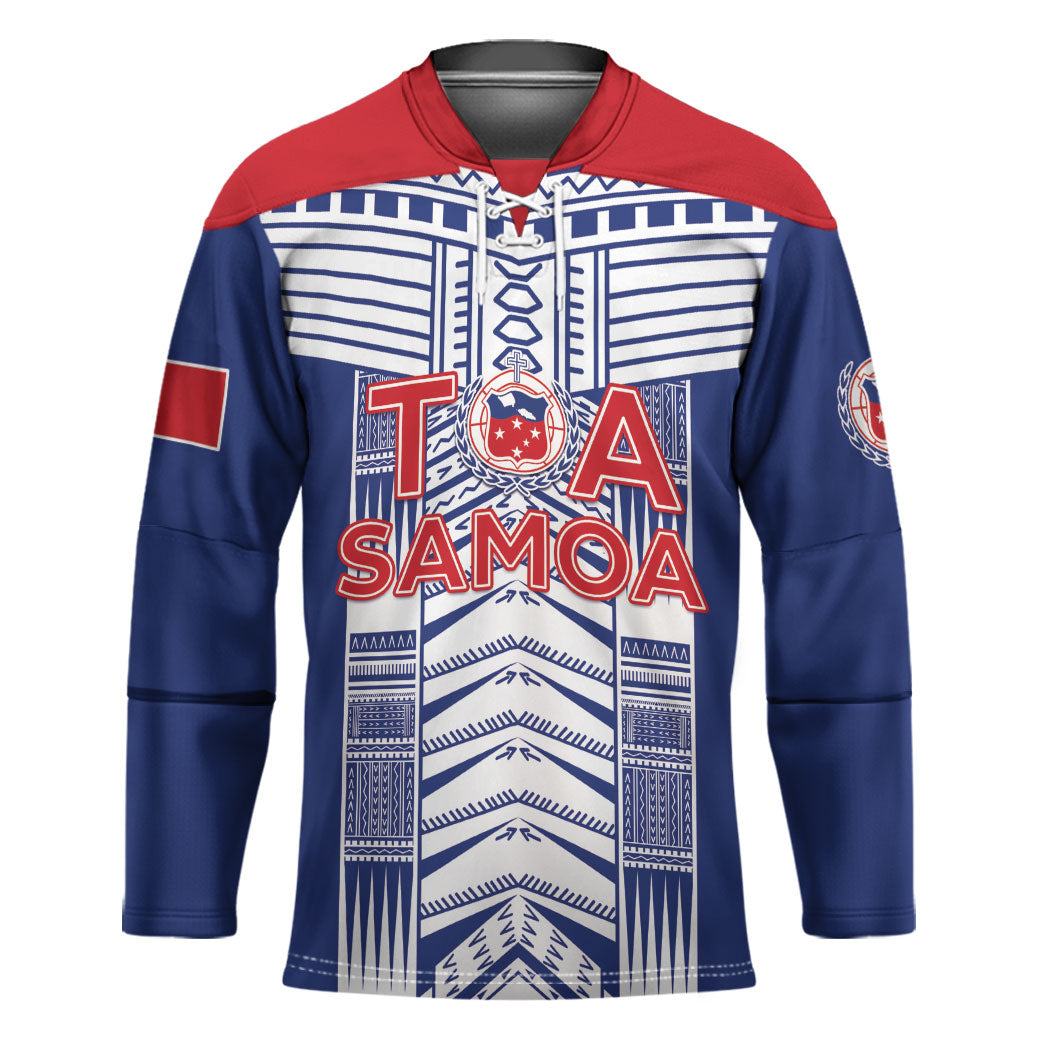 Custom Rugby Toa Samoa Hockey Jersey Samoan Tatau Blue Version LT05 Unisex Blue - Polynesian Pride