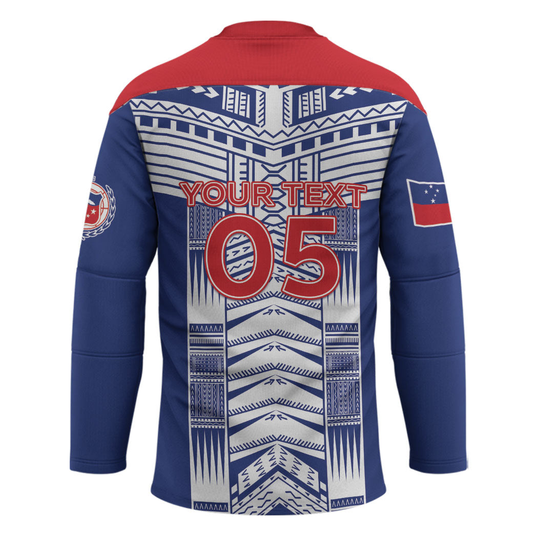 Custom Rugby Toa Samoa Hockey Jersey Samoan Tatau Blue Version LT05 - Polynesian Pride