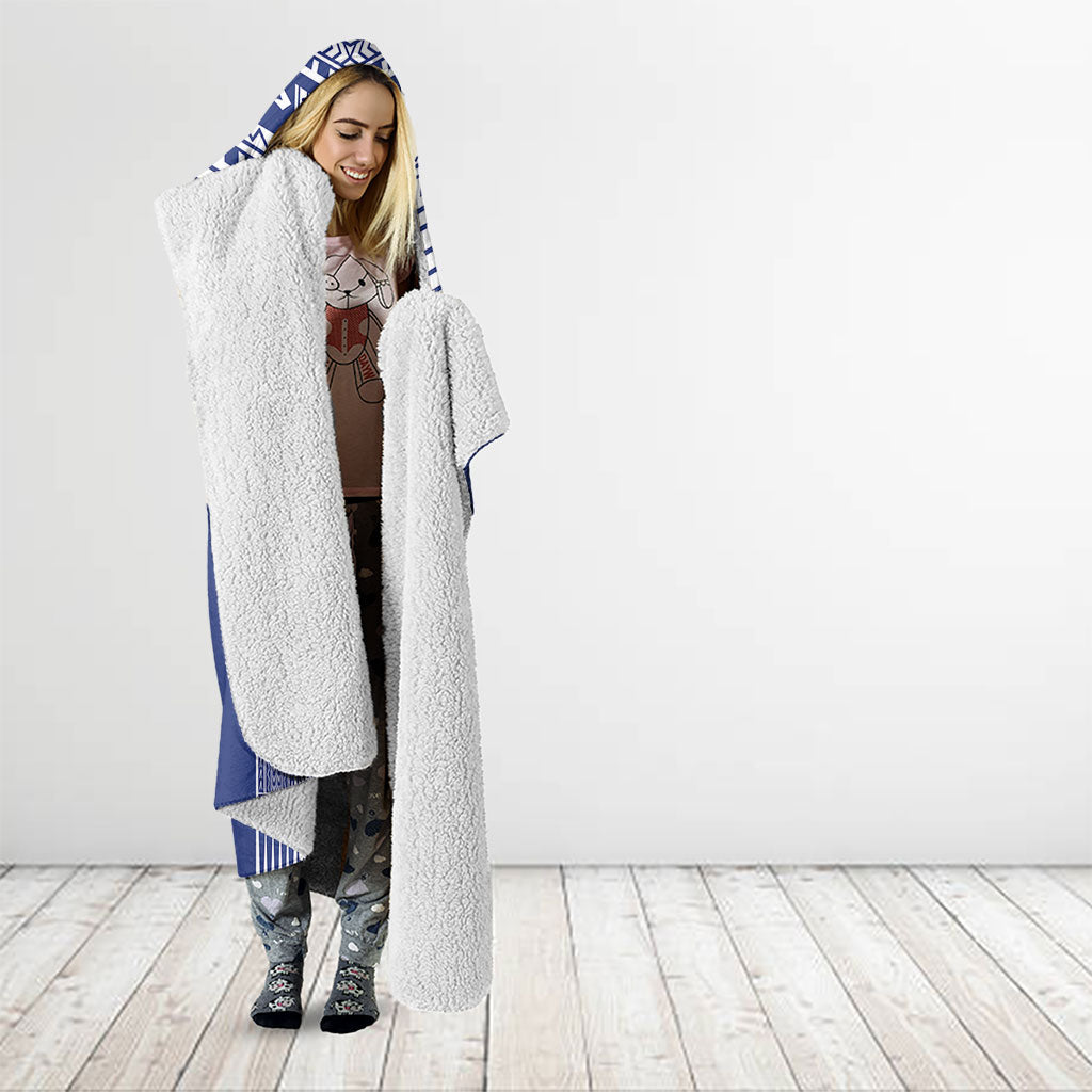 Rugby Toa Samoa Hooded Blanket Samoan Tatau Blue Version LT05 - Polynesian Pride