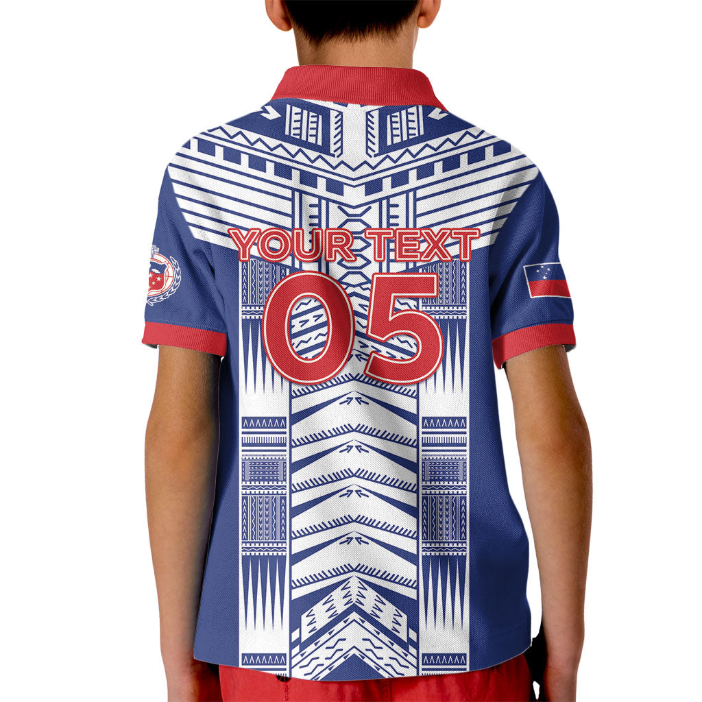 Custom Rugby Toa Samoa Kid Polo Shirt Samoan Tatau Blue Version LT05 - Polynesian Pride
